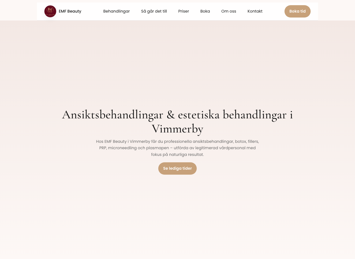 Skärmdump av emfbeauty.se
